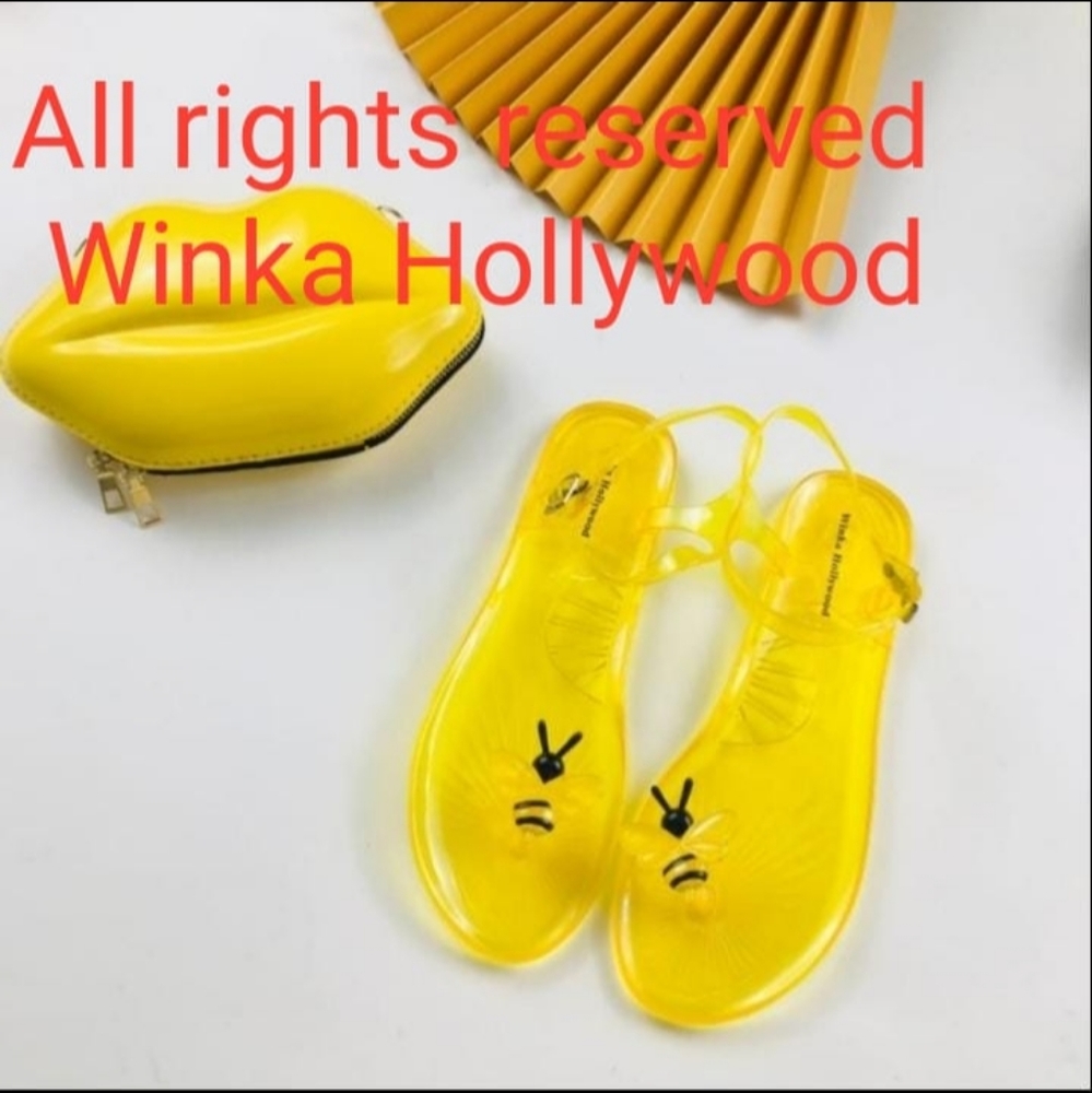 Limited edition Winka Hollywood bee yellow sandals
